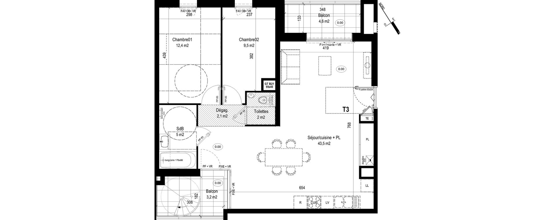 Appartement T3 de 74,50 m2 &agrave; Caluire-Et-Cuire Bissardon