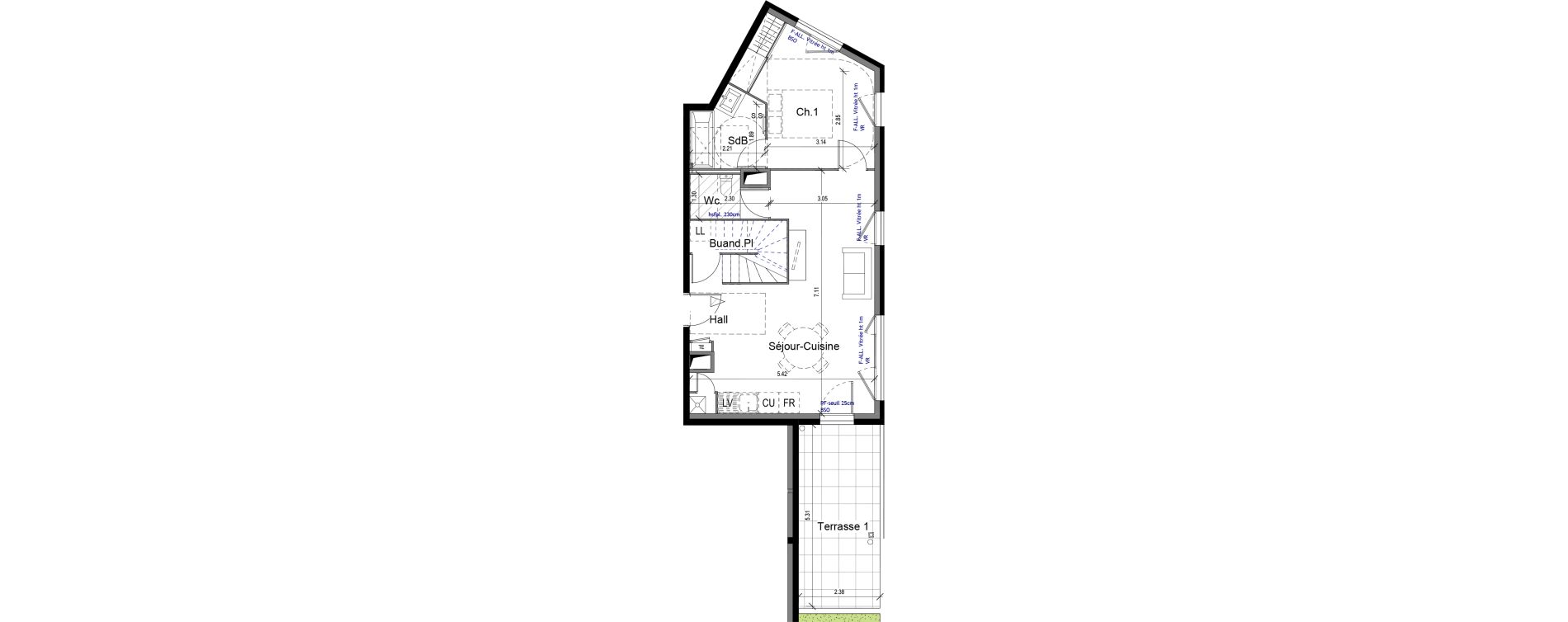 Duplex T3 de 69,65 m2 &agrave; Caluire-Et-Cuire Vassieux