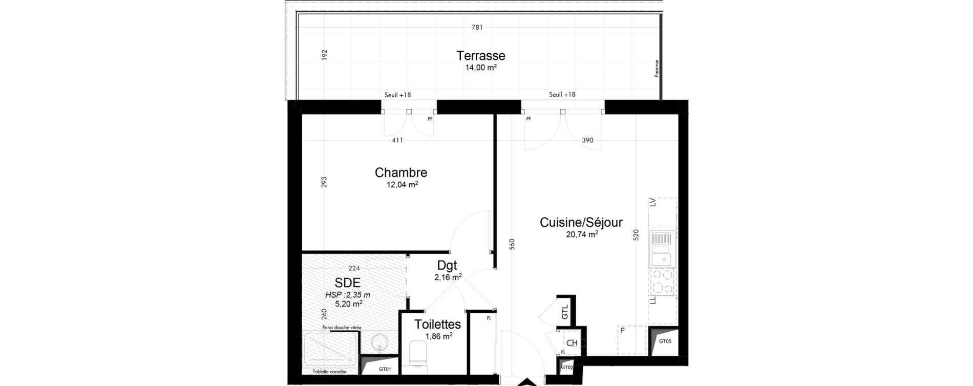 Appartement T2 de 42,00 m2 &agrave; Caluire-Et-Cuire Cuire le haut
