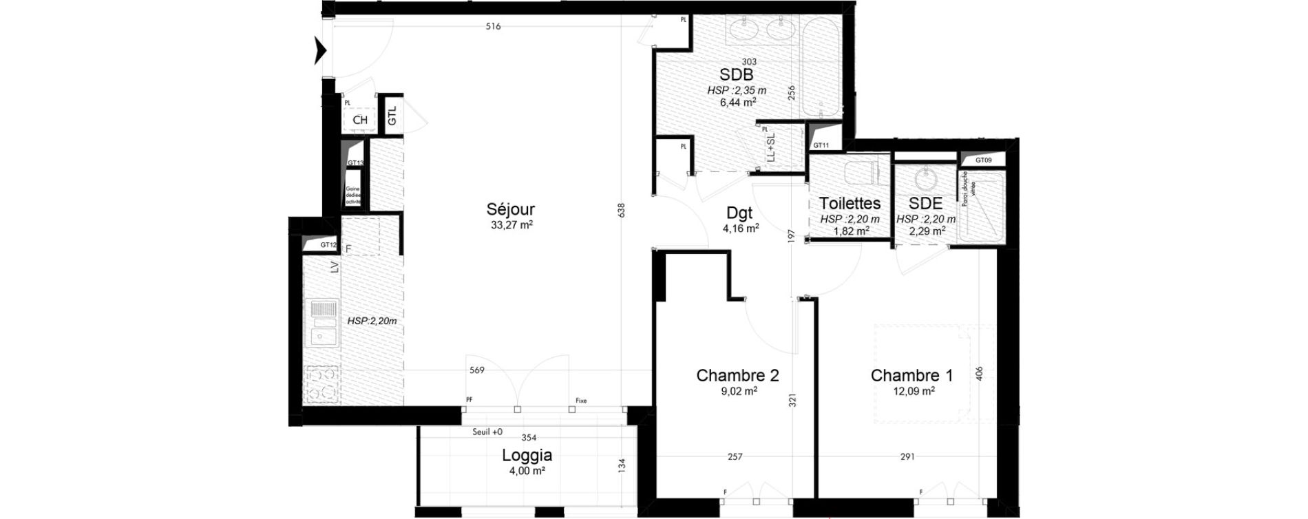 Appartement T3 de 69,09 m2 &agrave; Caluire-Et-Cuire Cuire le haut