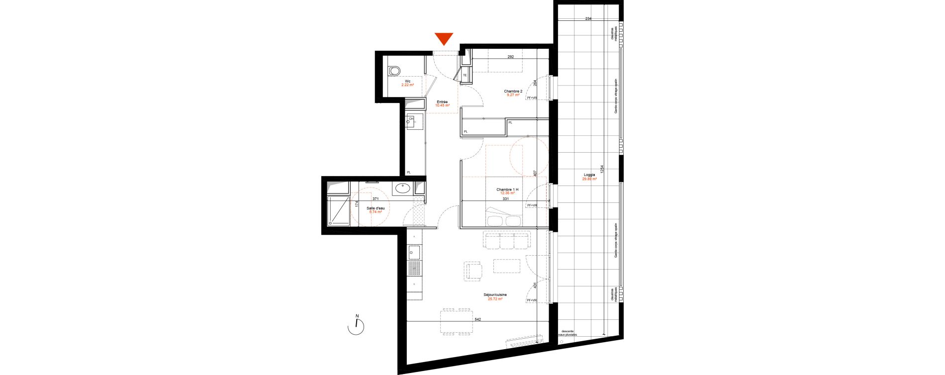 Appartement T3 de 65,76 m2 &agrave; Champagne-Au-Mont-D'Or Centre