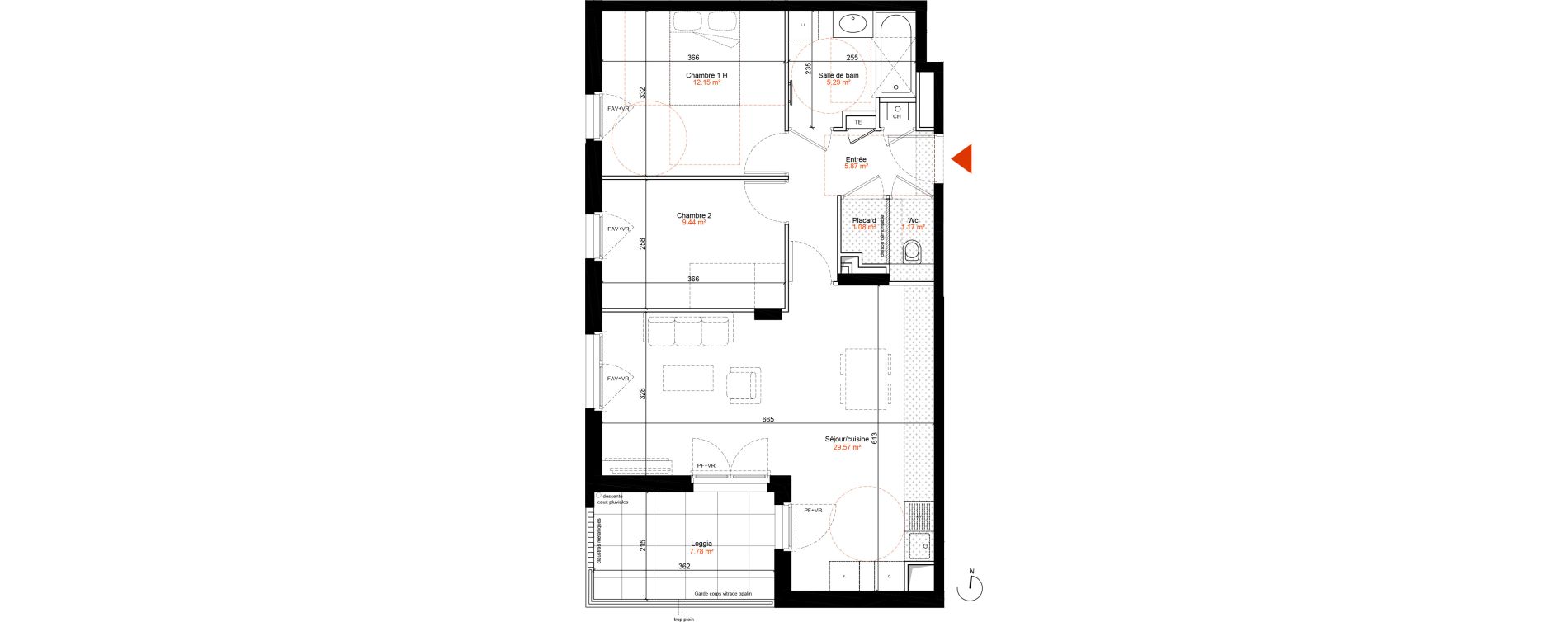 Appartement T3 de 64,57 m2 &agrave; Champagne-Au-Mont-D'Or Centre