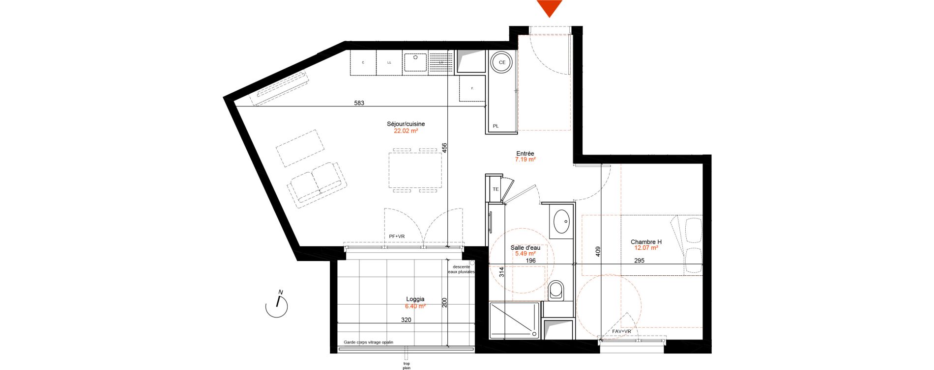 Appartement T2 de 46,77 m2 &agrave; Champagne-Au-Mont-D'Or Centre