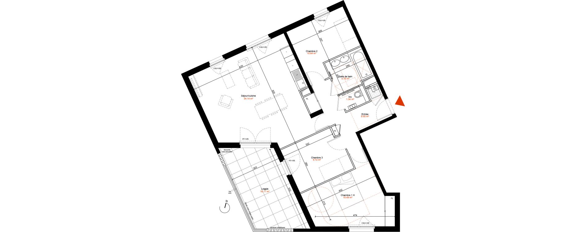 Appartement T4 de 85,58 m2 à Champagne-Au-Mont-D'Or Centre