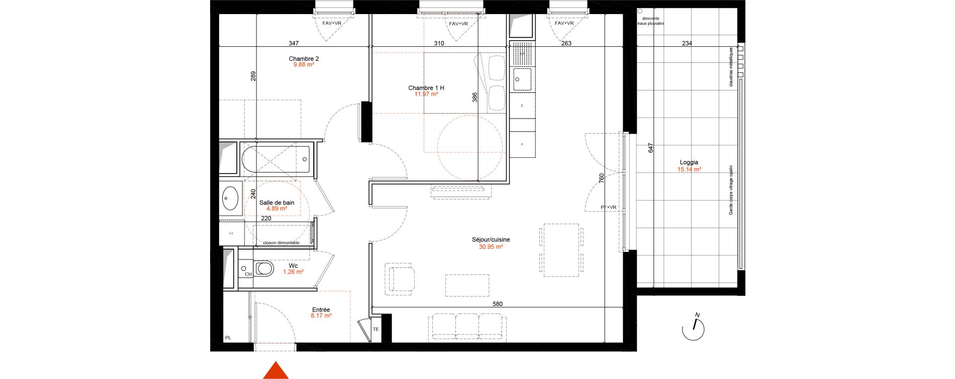 Appartement T3 de 67,12 m2 &agrave; Champagne-Au-Mont-D'Or Centre