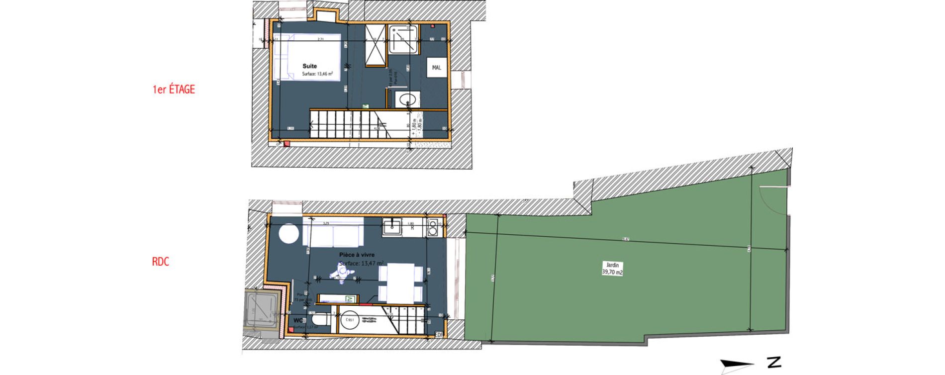 Duplex T2 de 26,75 m2 &agrave; Champagne-Au-Mont-D'Or Centre