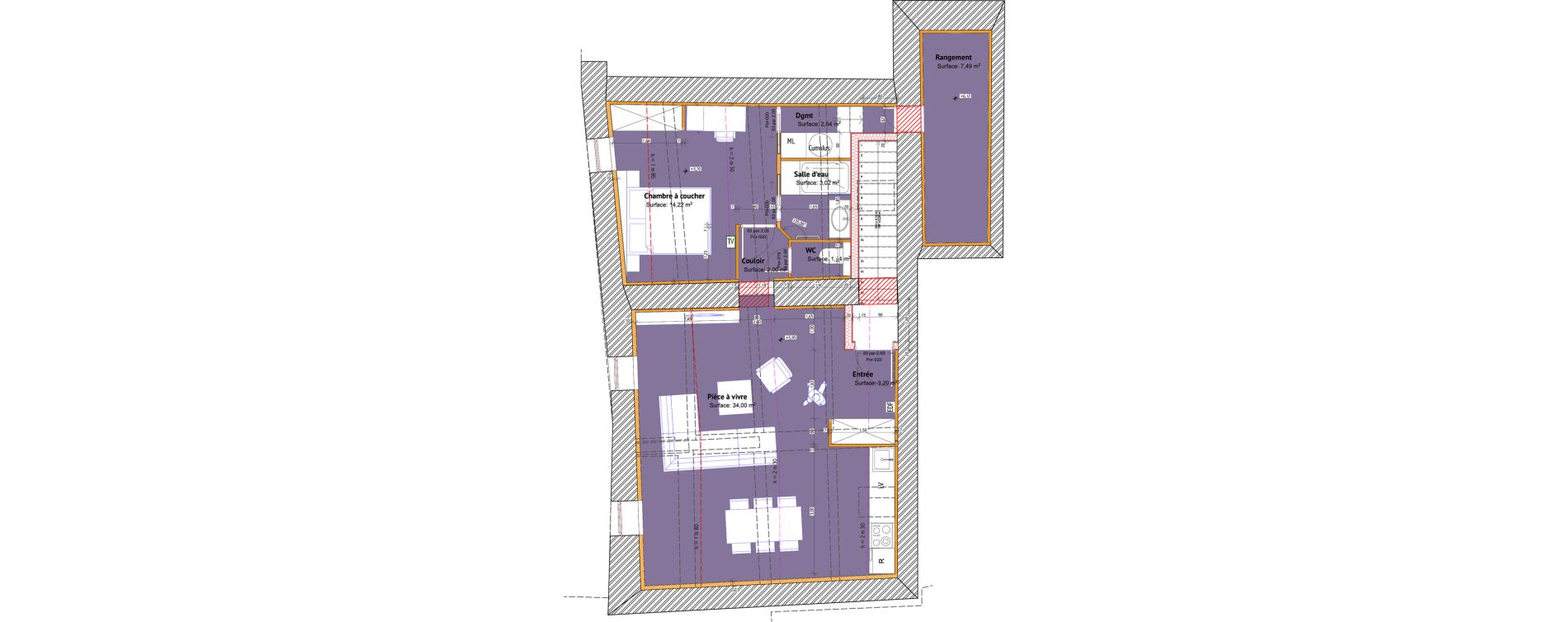 Appartement T1 bis de 47,44 m2 &agrave; Champagne-Au-Mont-D'Or Centre