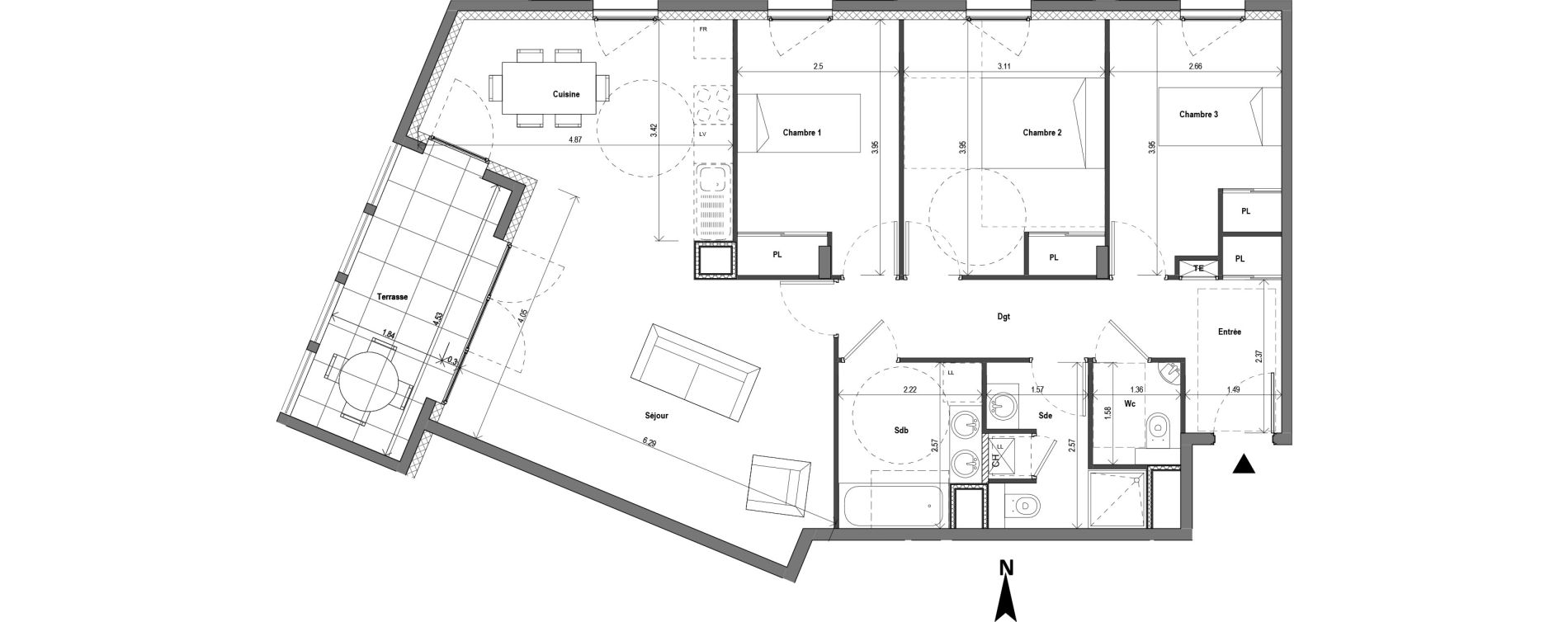 Appartement T4 de 89,64 m2 &agrave; Chaponost Centre