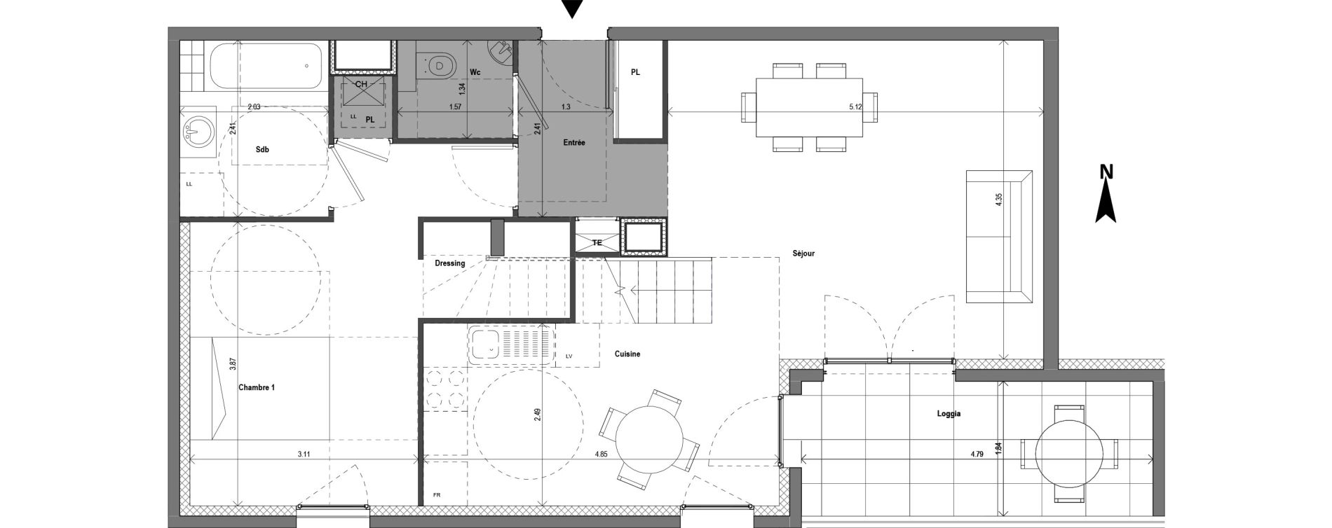 Duplex T5 de 108,86 m2 &agrave; Chaponost Centre