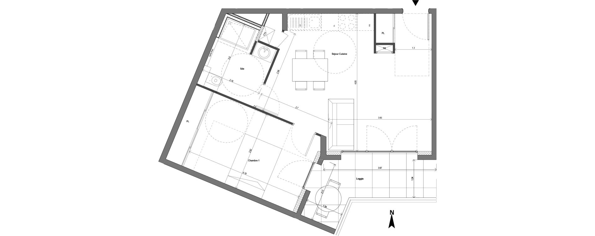 Appartement T2 de 44,53 m2 &agrave; Chaponost Centre