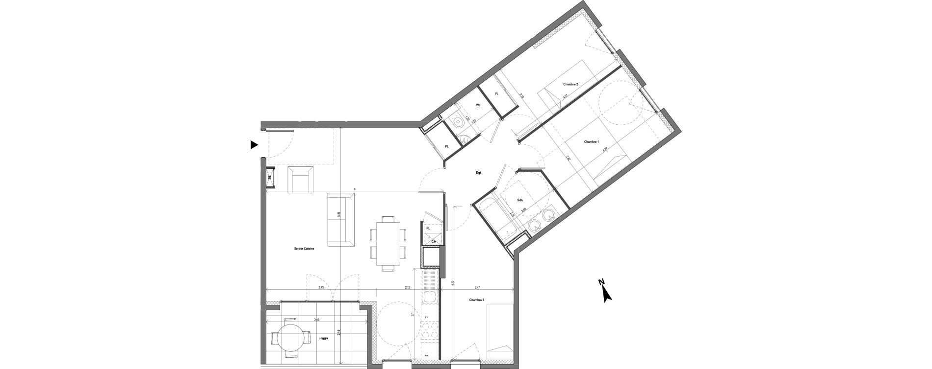 Appartement T4 de 83,27 m2 &agrave; Chaponost Centre