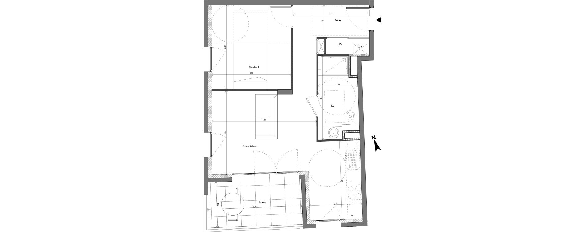 Appartement T2 de 43,16 m2 &agrave; Chaponost Centre