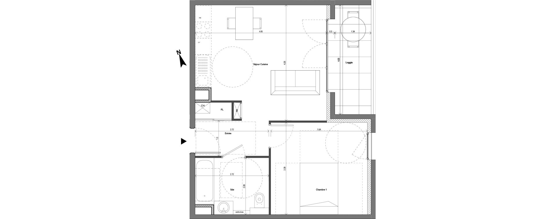 Appartement T2 de 40,94 m2 &agrave; Chaponost Centre