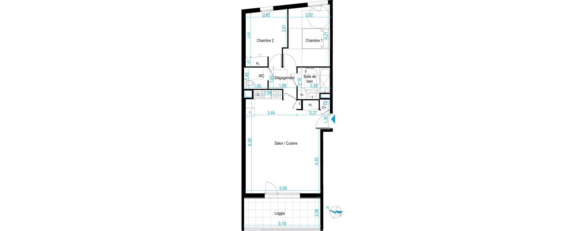 Appartement T3 de 66,46 m2 &agrave; Chaponost Centre