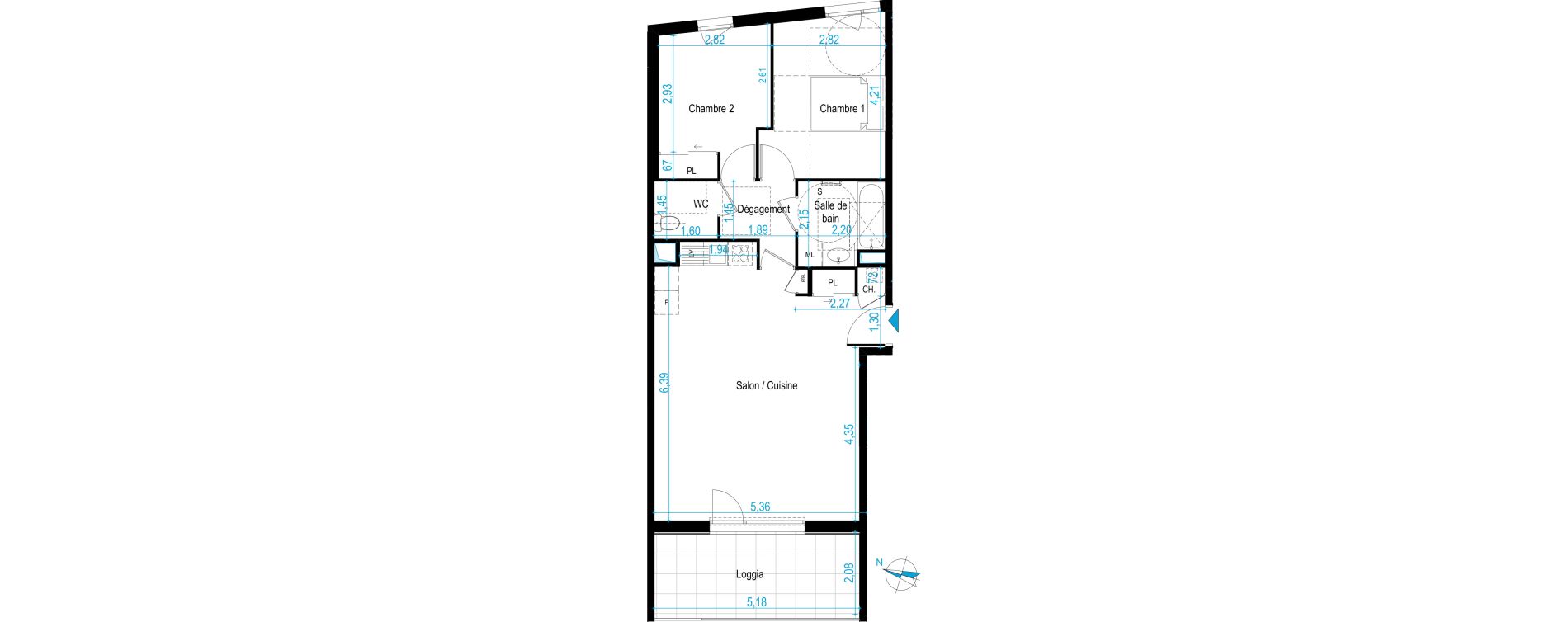 Appartement T3 de 67,23 m2 &agrave; Chaponost Centre