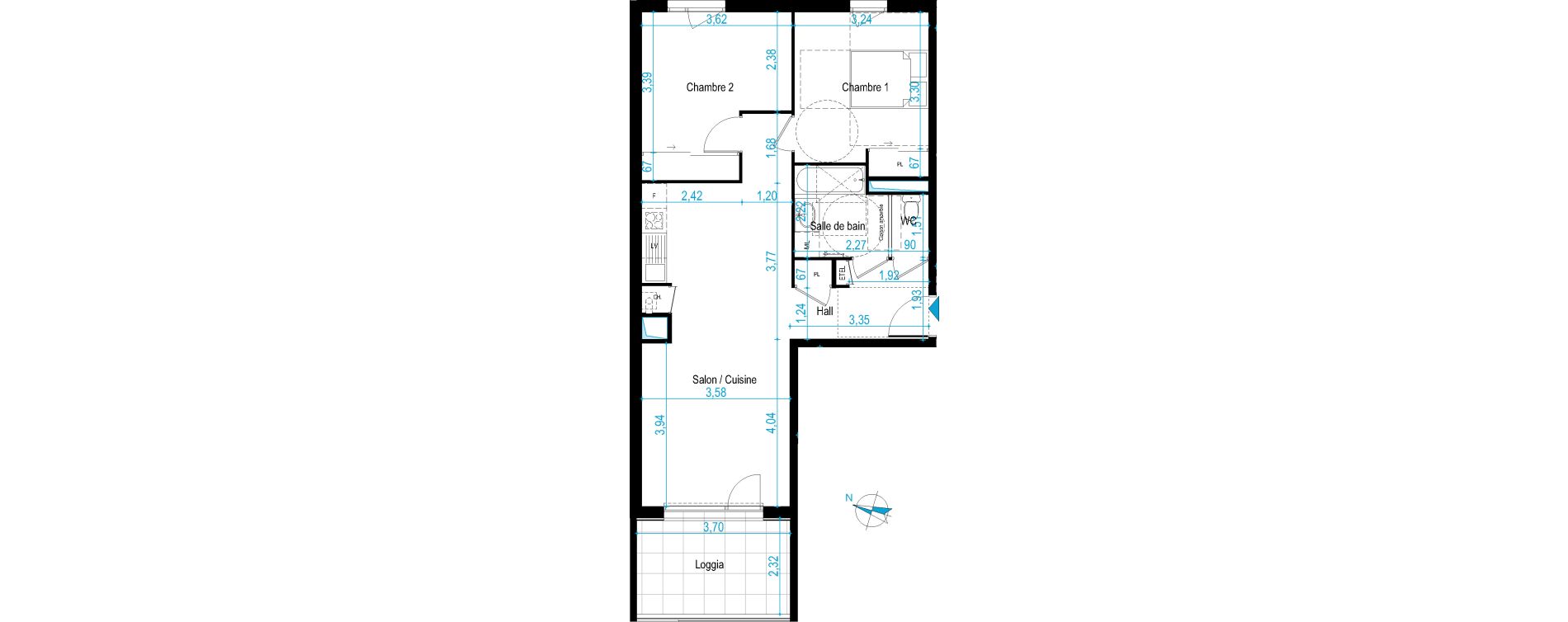 Appartement T3 de 66,39 m2 &agrave; Chaponost Centre