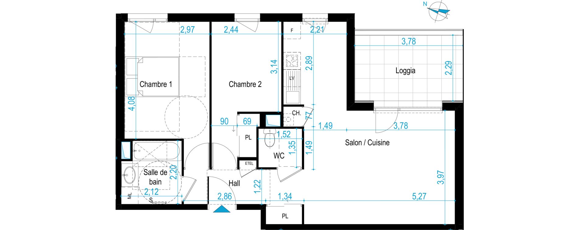 Appartement T3 de 64,12 m2 &agrave; Chaponost Centre