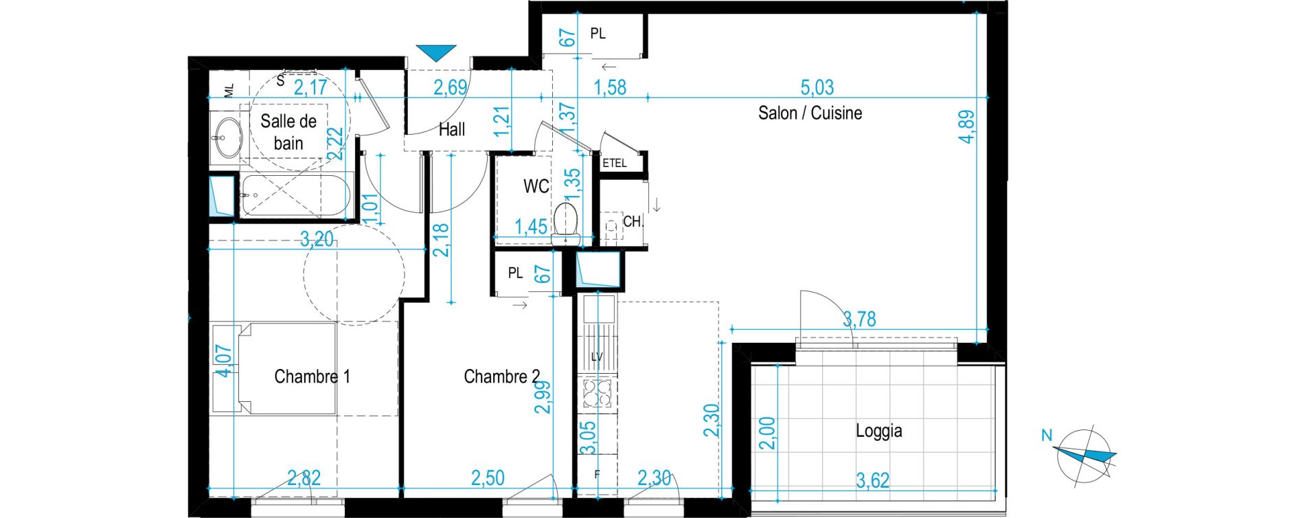 Appartement T3 de 67,35 m2 &agrave; Chaponost Centre