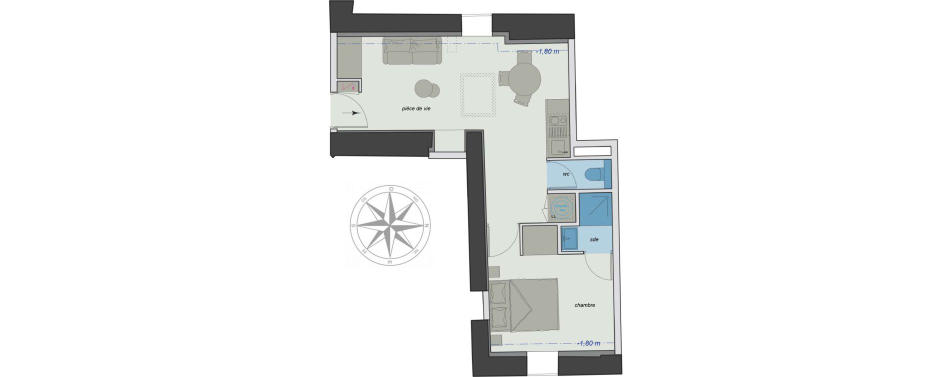 Appartement T2 de 33,80 m2 &agrave; Charbonni&egrave;res-Les-Bains Centre