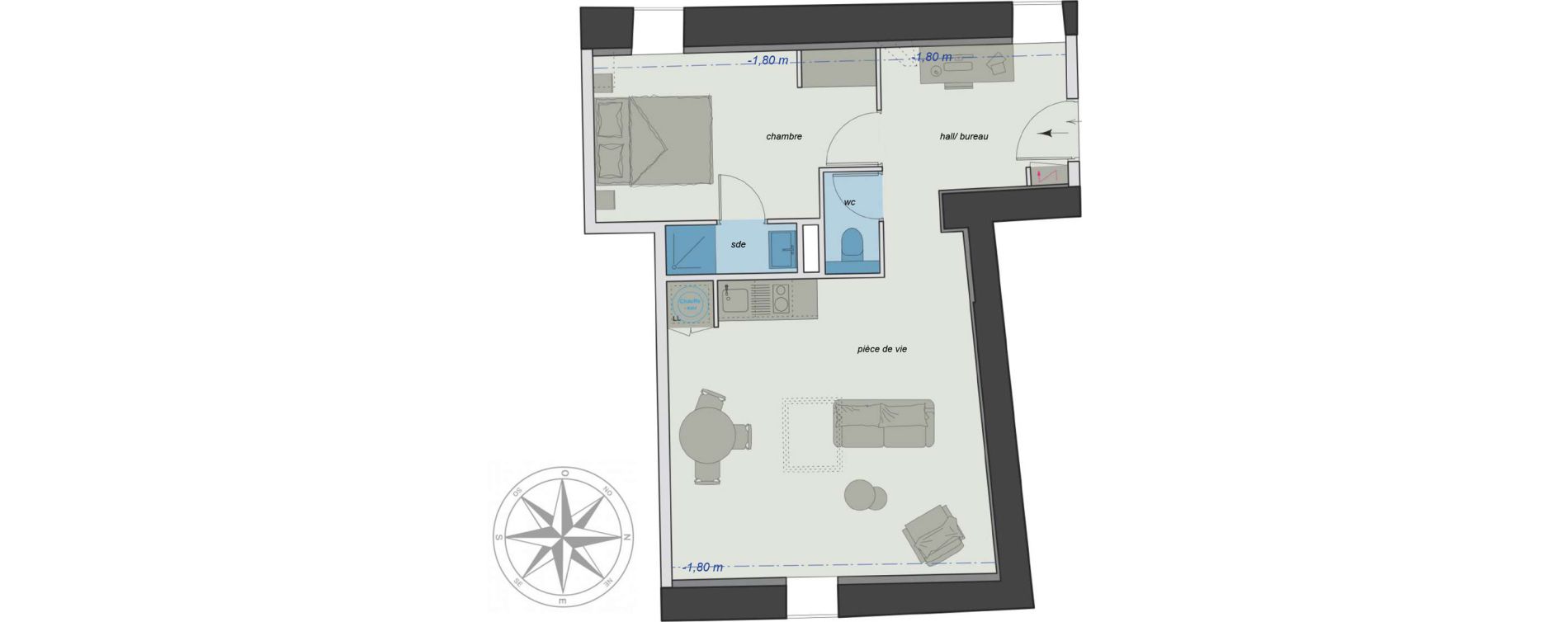 Appartement T2 de 44,80 m2 &agrave; Charbonni&egrave;res-Les-Bains Centre