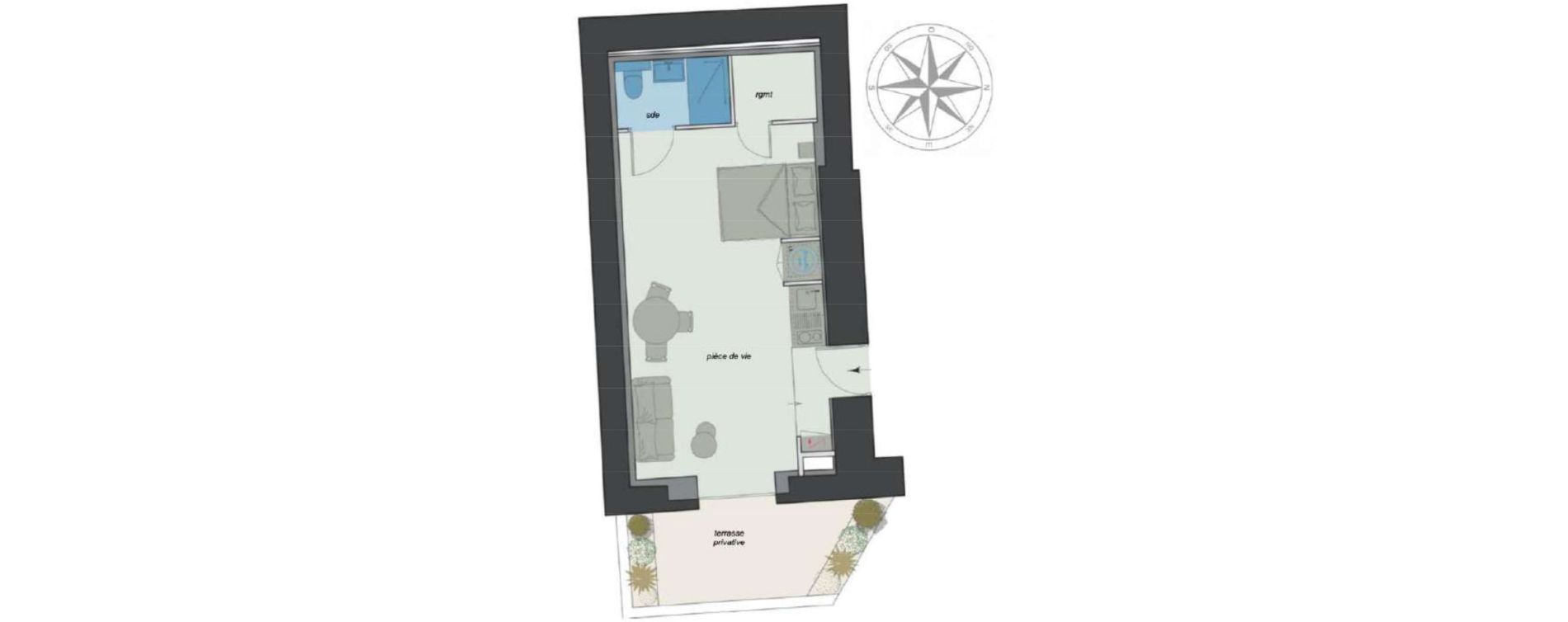 Appartement T1 bis de 31,20 m2 &agrave; Charbonni&egrave;res-Les-Bains Centre