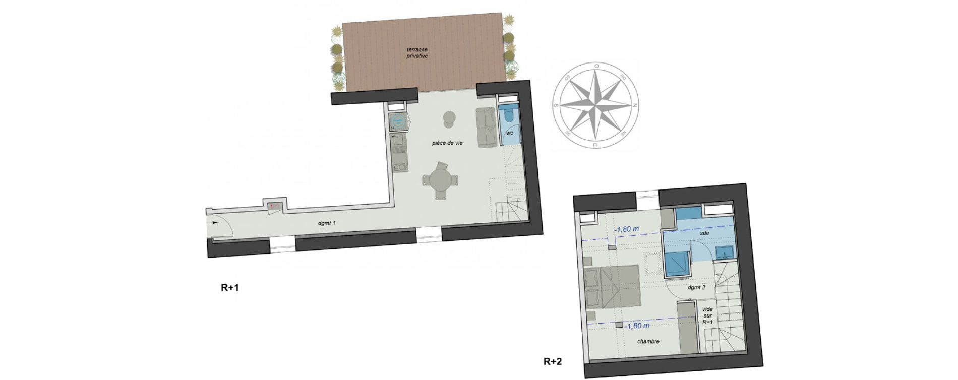 Duplex T2 de 46,20 m2 &agrave; Charbonni&egrave;res-Les-Bains Centre