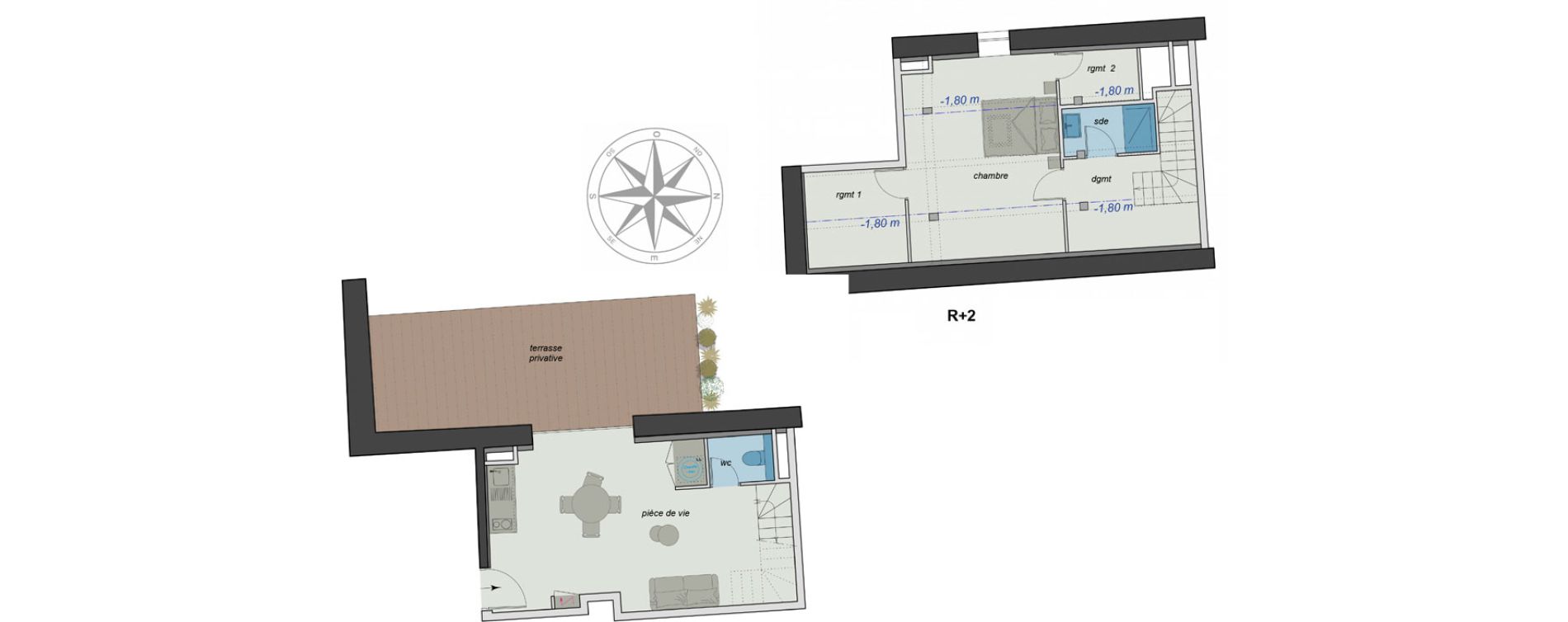 Duplex T2 de 43,00 m2 &agrave; Charbonni&egrave;res-Les-Bains Centre