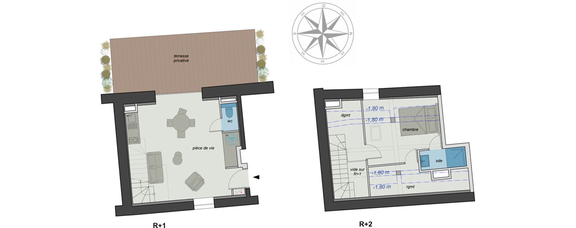 Duplex T2 de 42,50 m2 &agrave; Charbonni&egrave;res-Les-Bains Centre