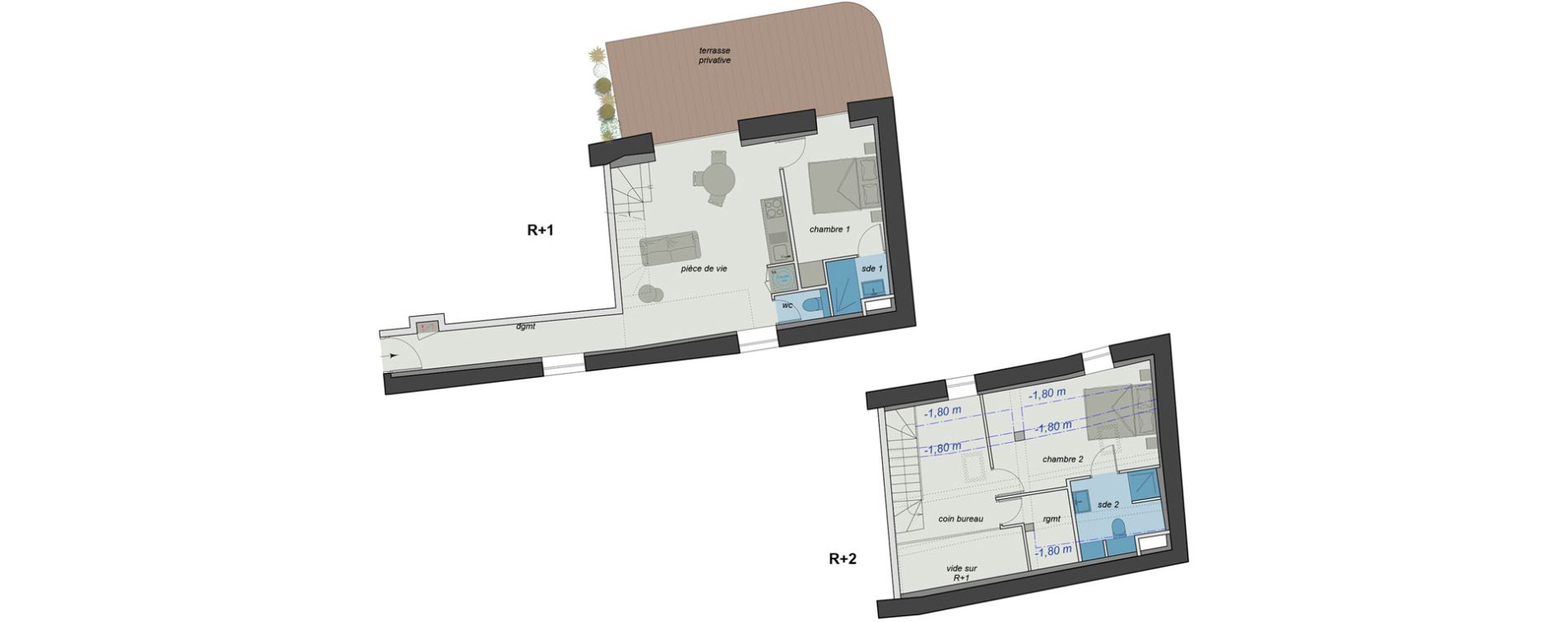 Duplex T3 de 61,30 m2 &agrave; Charbonni&egrave;res-Les-Bains Centre