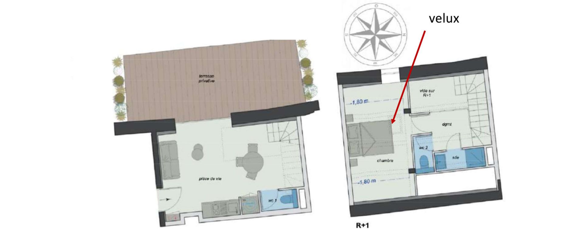 Duplex T2 de 35,20 m2 &agrave; Charbonni&egrave;res-Les-Bains Centre