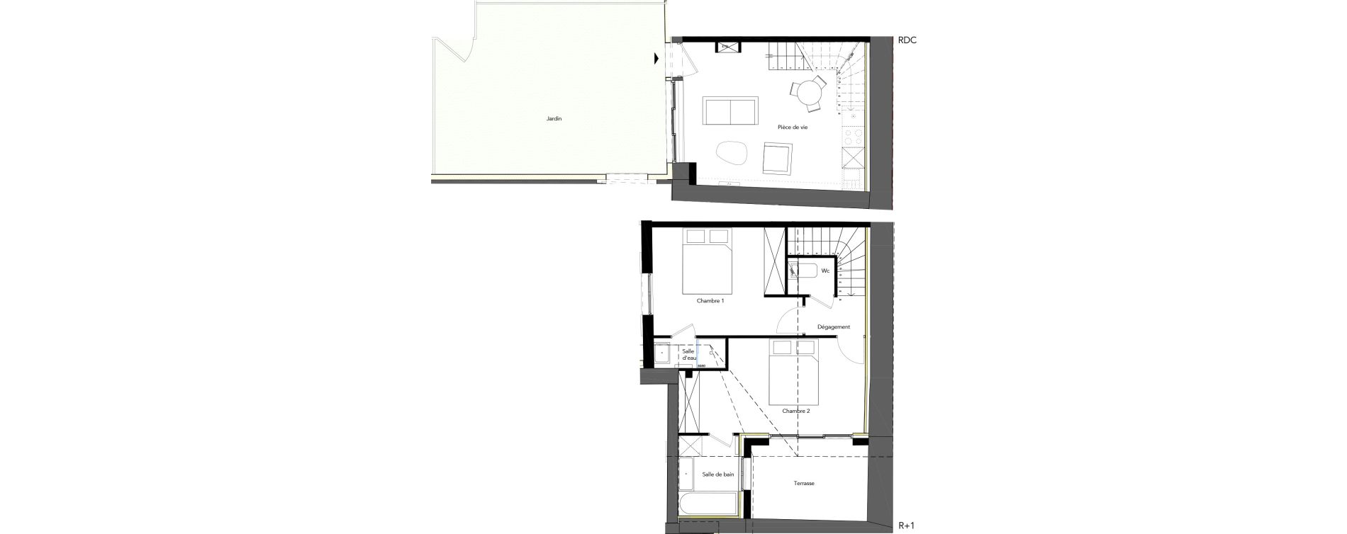 Duplex T3 de 53,97 m2 &agrave; Charbonni&egrave;res-Les-Bains Centre