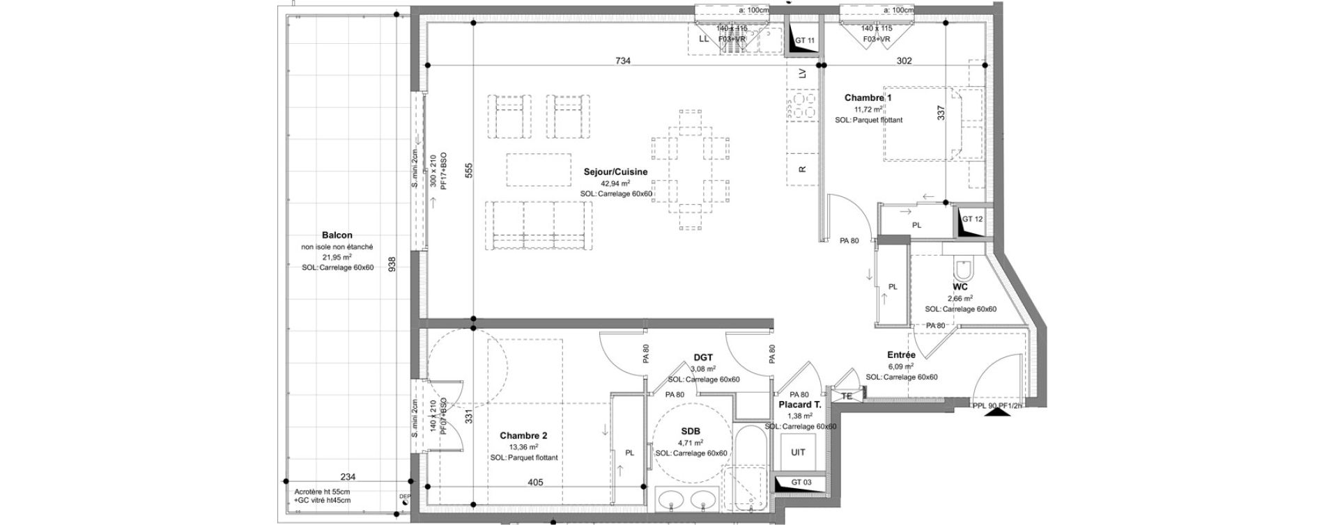Appartement T3 de 85,94 m2 &agrave; Charbonni&egrave;res-Les-Bains Centre