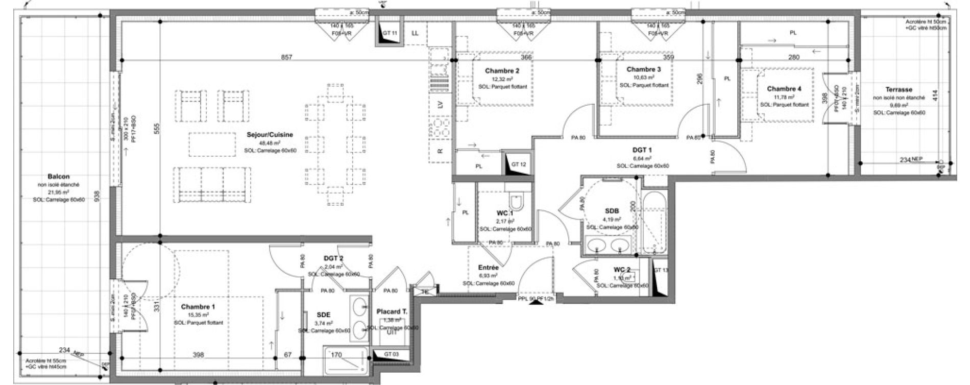 Appartement T5 de 126,84 m2 &agrave; Charbonni&egrave;res-Les-Bains Centre