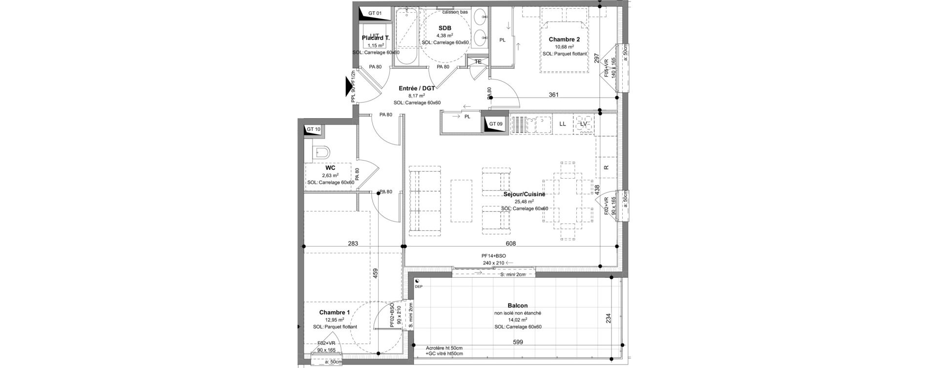 Appartement T3 de 65,44 m2 &agrave; Charbonni&egrave;res-Les-Bains Centre