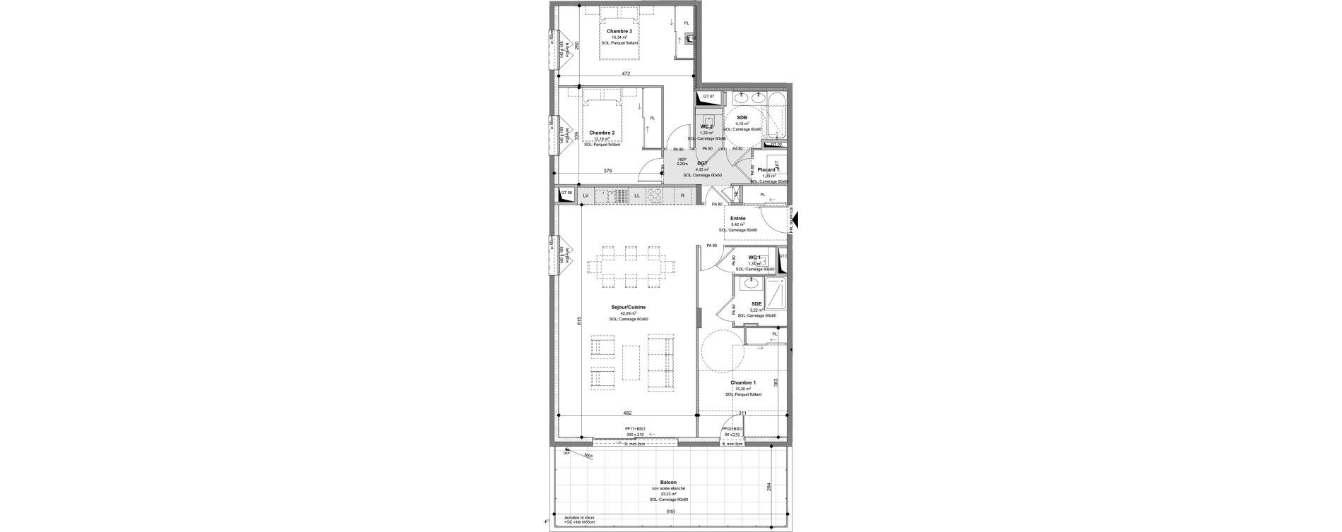 Appartement T4 de 106,02 m2 &agrave; Charbonni&egrave;res-Les-Bains Centre