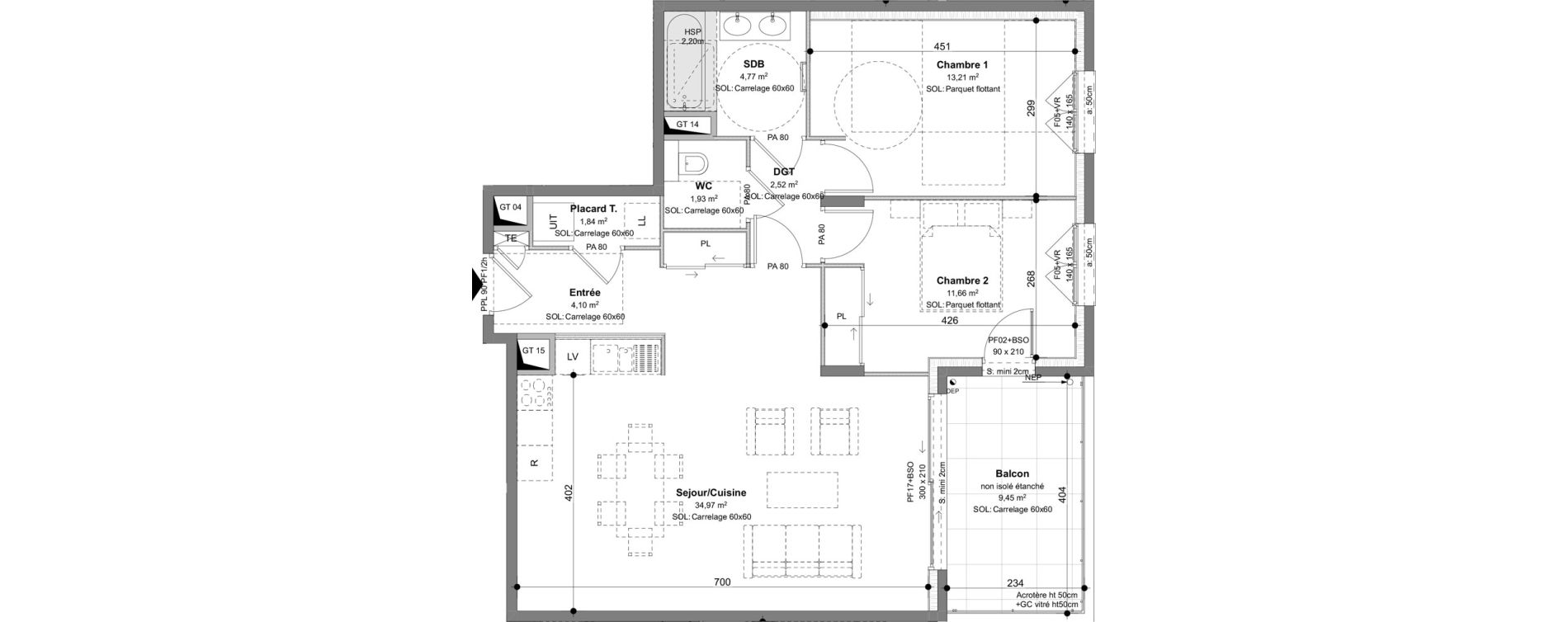 Appartement T3 de 75,00 m2 &agrave; Charbonni&egrave;res-Les-Bains Centre