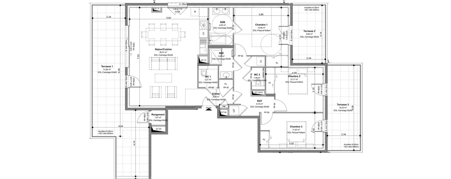 Appartement T4 de 97,65 m2 &agrave; Charbonni&egrave;res-Les-Bains Centre