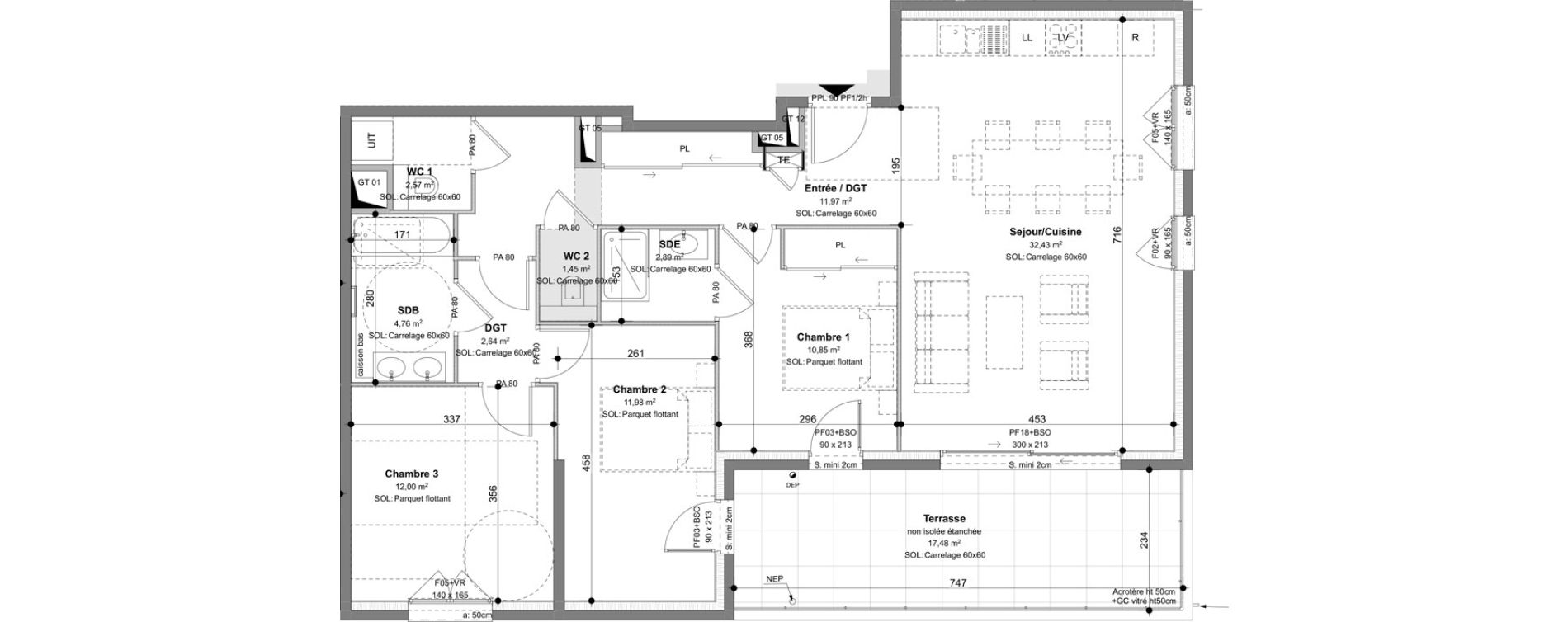 Appartement T4 de 93,54 m2 &agrave; Charbonni&egrave;res-Les-Bains Centre