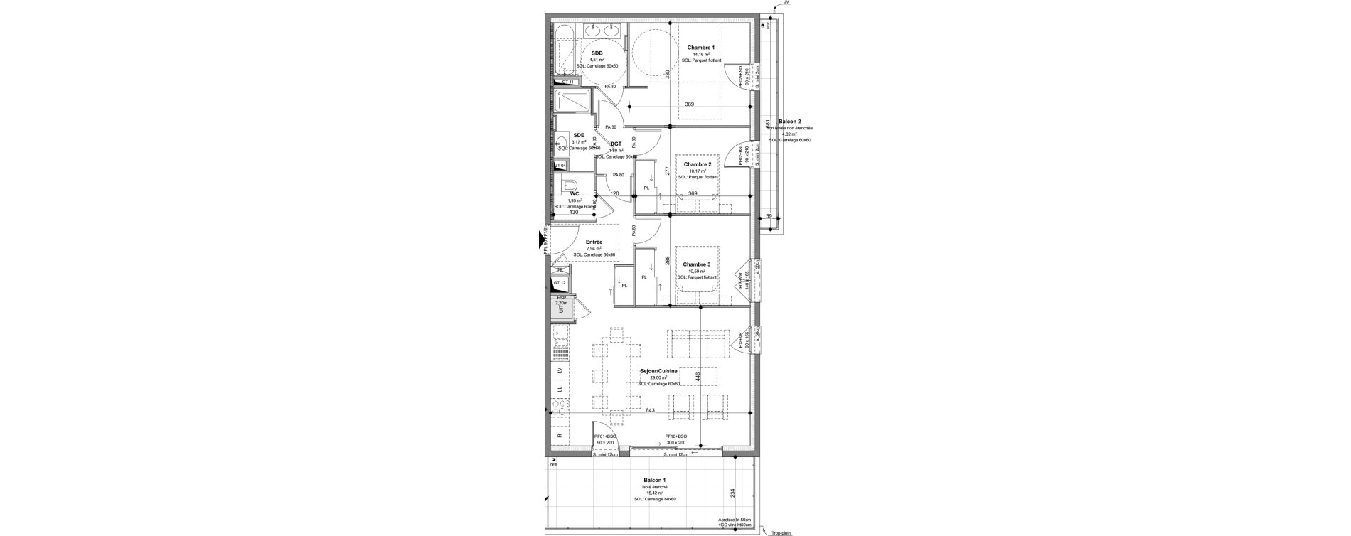 Appartement T4 de 83,29 m2 &agrave; Charbonni&egrave;res-Les-Bains Centre