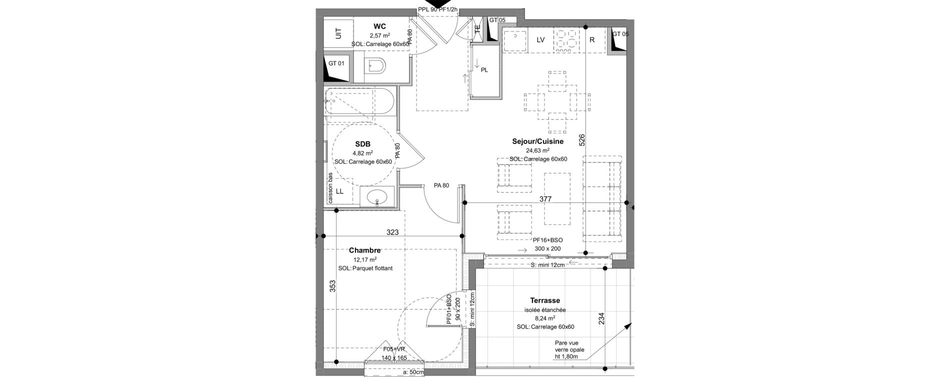 Appartement T2 de 44,19 m2 &agrave; Charbonni&egrave;res-Les-Bains Centre
