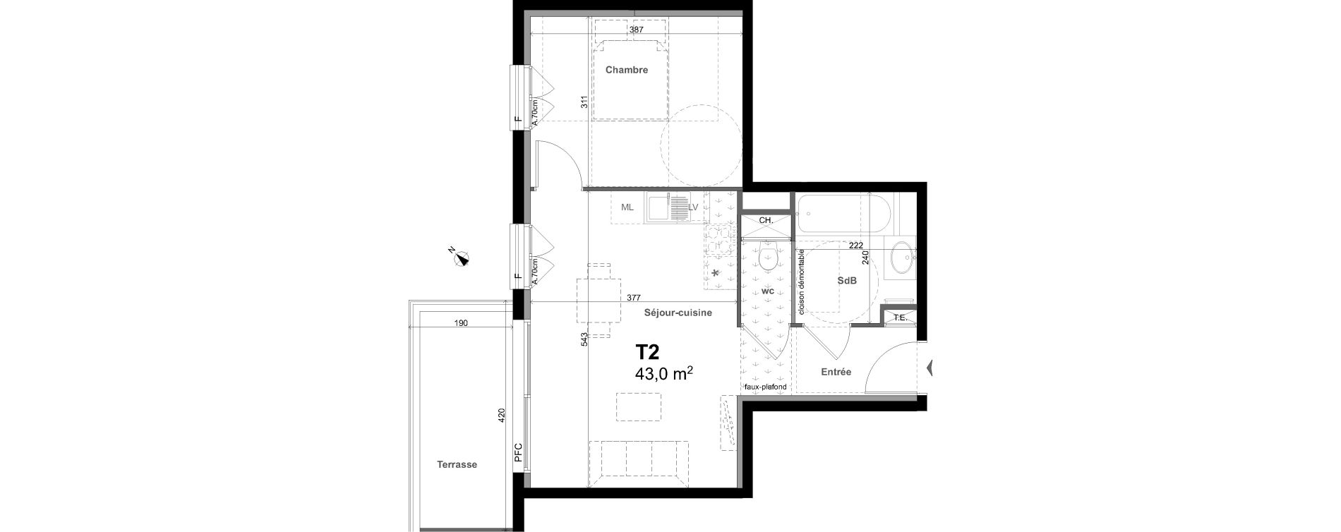 Appartement T2 de 43,00 m2 &agrave; Charbonni&egrave;res-Les-Bains Centre