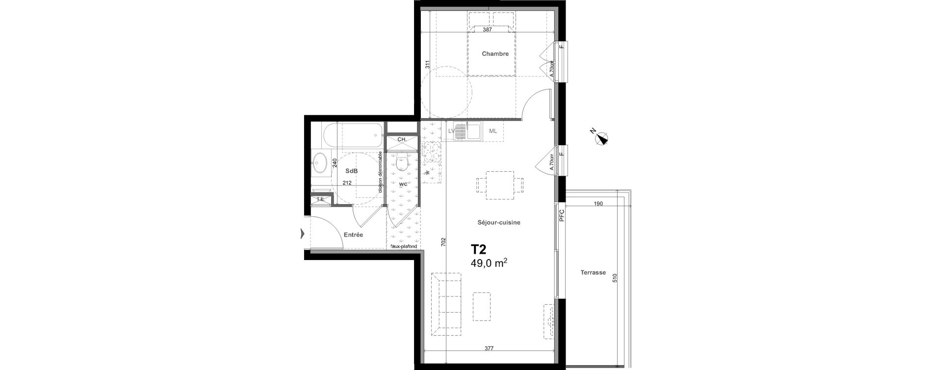 Appartement T2 de 49,00 m2 &agrave; Charbonni&egrave;res-Les-Bains Centre