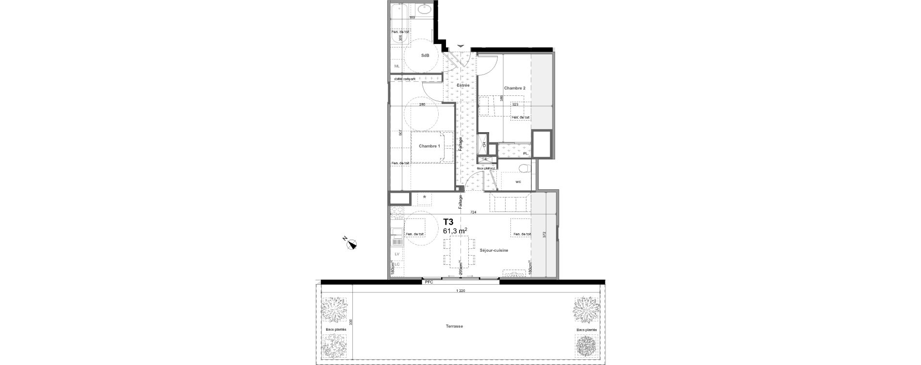 Appartement T3 de 61,30 m2 &agrave; Charbonni&egrave;res-Les-Bains Centre