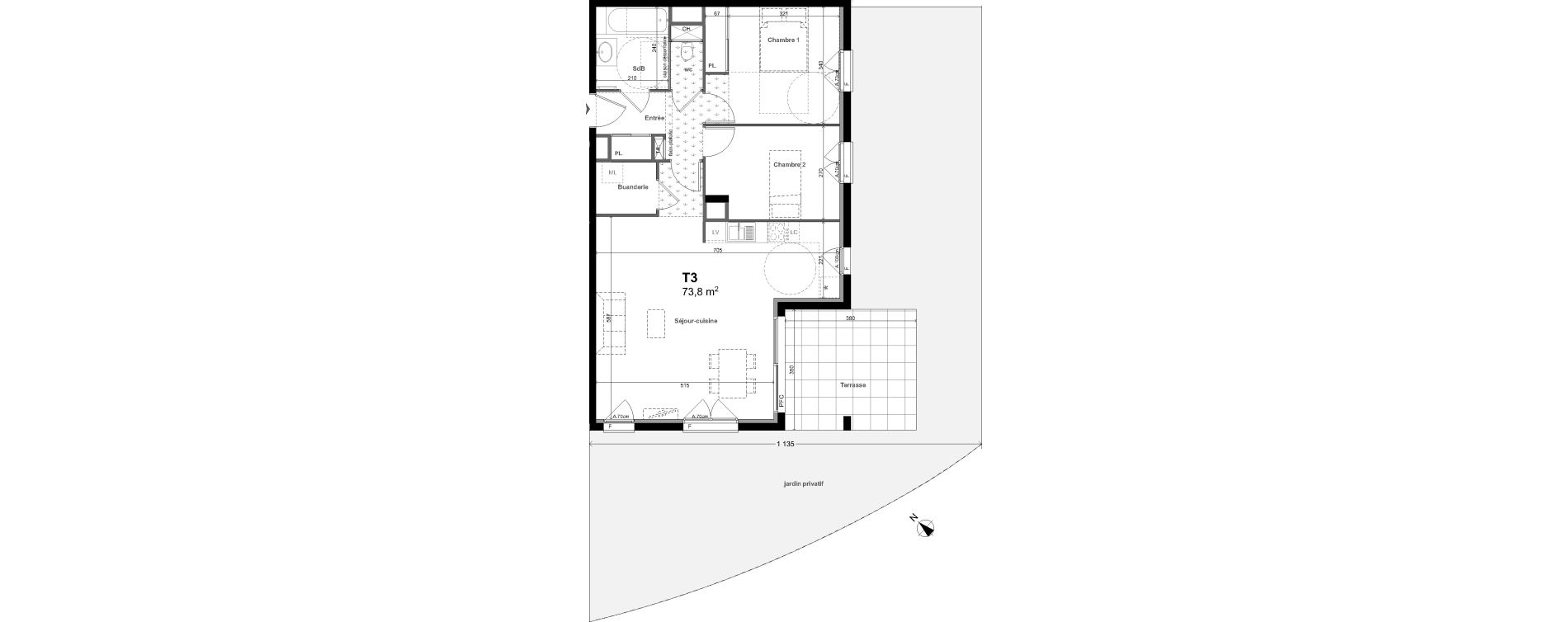 Appartement T3 de 73,80 m2 &agrave; Charbonni&egrave;res-Les-Bains Centre