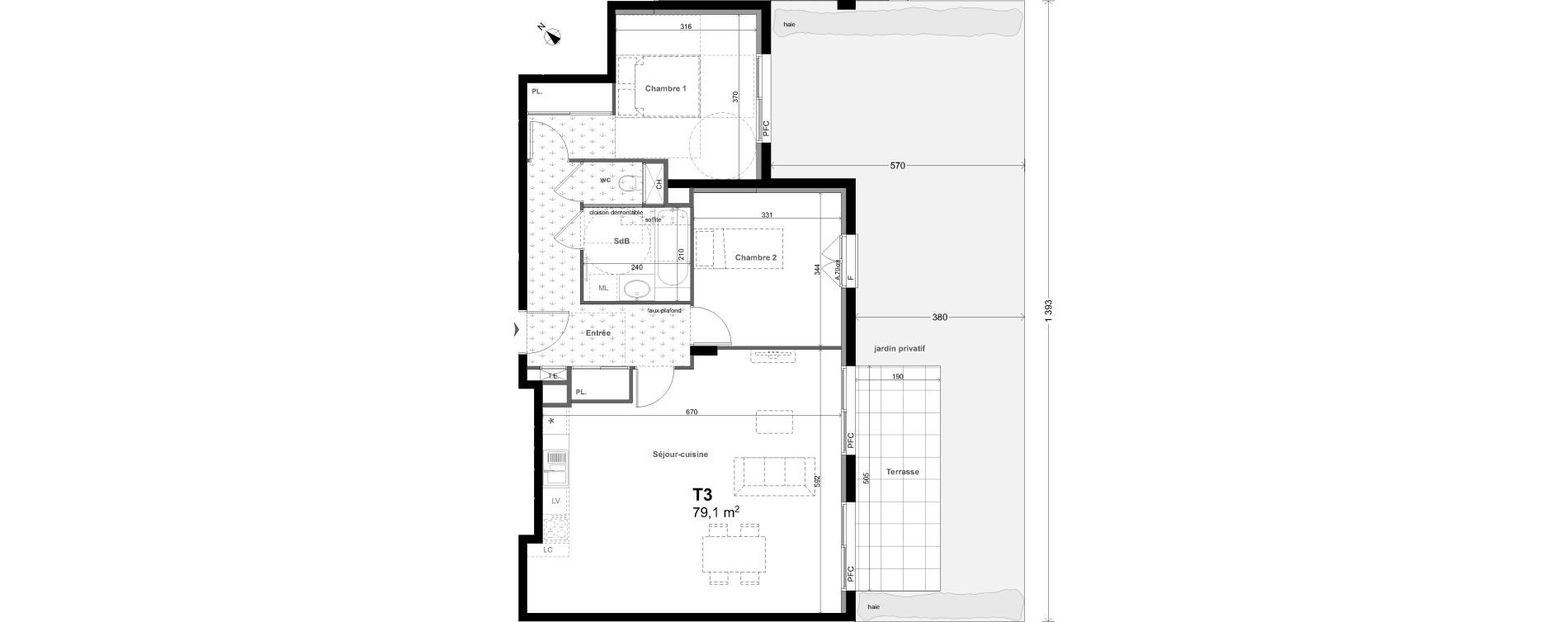 Appartement T3 de 79,10 m2 &agrave; Charbonni&egrave;res-Les-Bains Centre