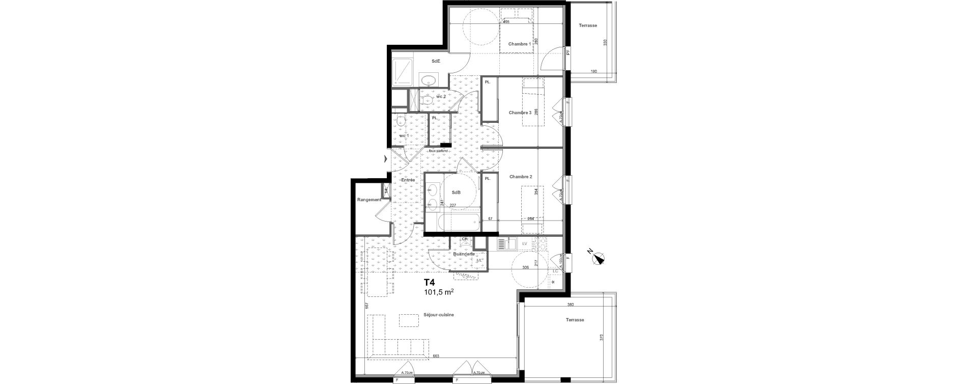 Appartement T4 de 101,50 m2 &agrave; Charbonni&egrave;res-Les-Bains Centre