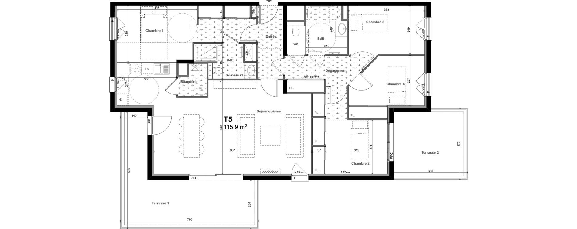 Appartement T5 de 115,90 m2 &agrave; Charbonni&egrave;res-Les-Bains Centre