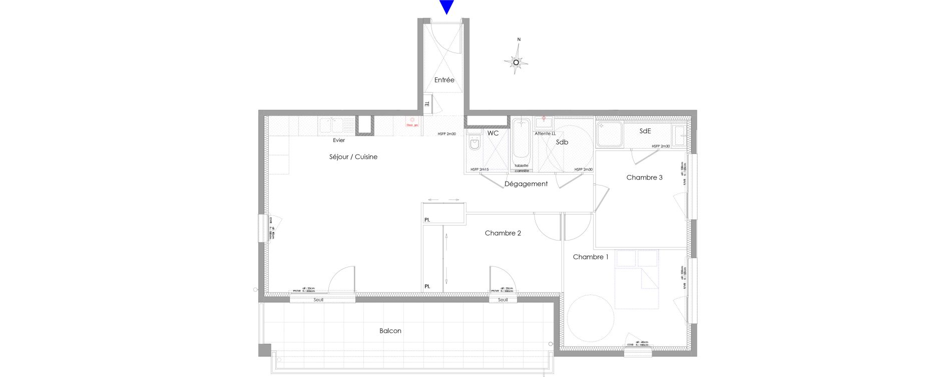 Appartement T4 de 80,19 m2 &agrave; Charbonni&egrave;res-Les-Bains Centre