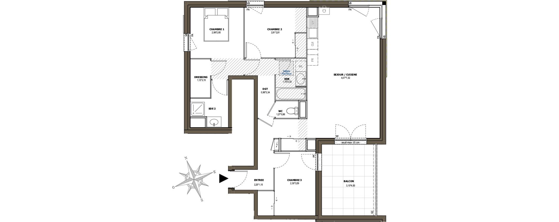 Appartement T4 de 82,67 m2 &agrave; Charly Centre