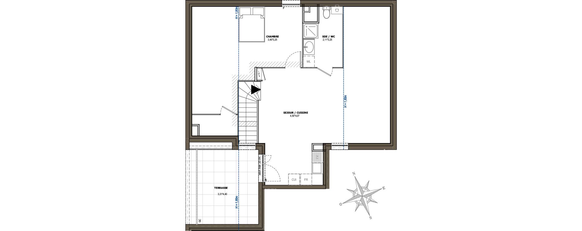 Appartement T2 de 42,60 m2 &agrave; Charly Centre